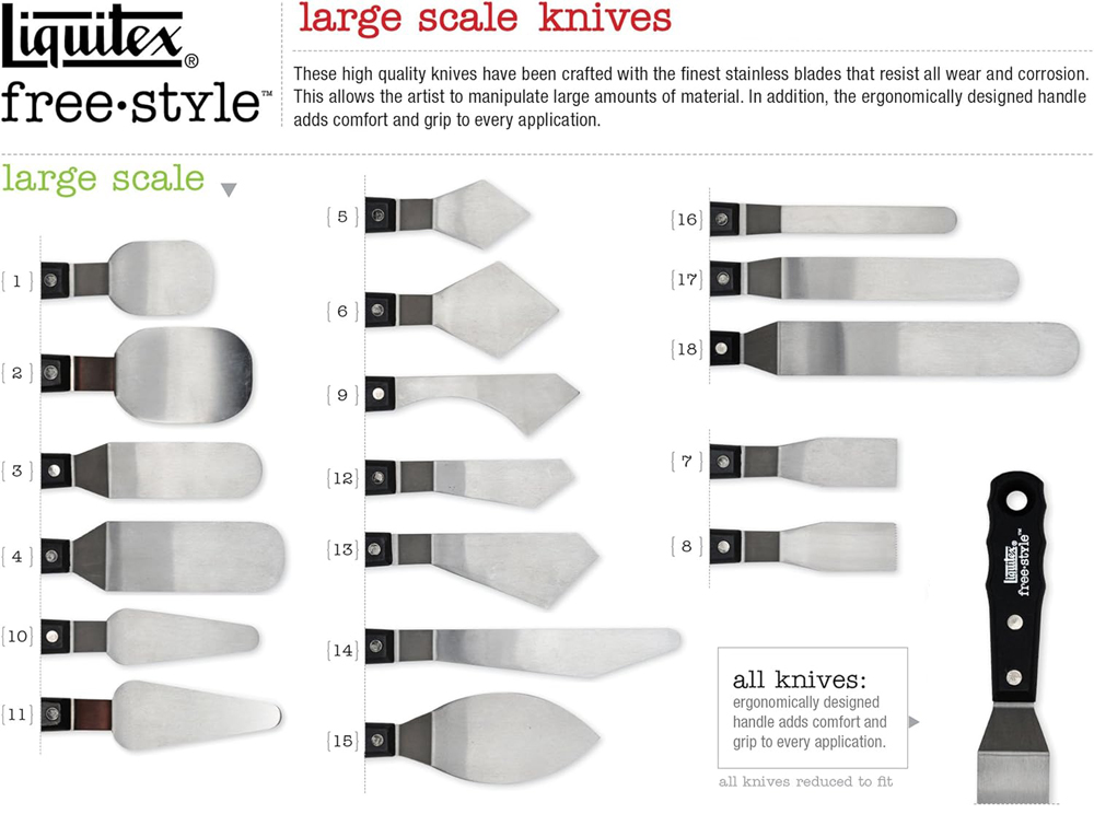 Liquitex Freestyle Large Painting Knife Chart