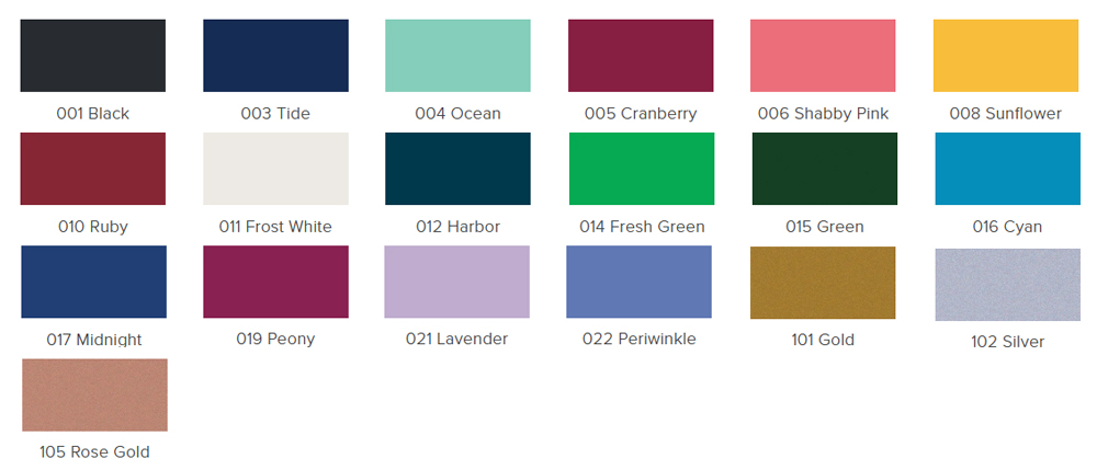 Jacquard ColorPad color chart