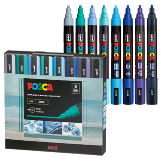 POSCA Paint Markers 5M Set of 8 Cool Colors