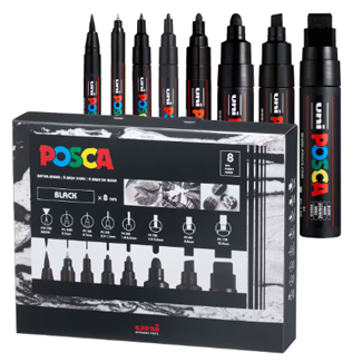 POSCA Paint Markers set of 8 tips - BLACK