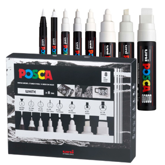 POSCA Paint Markers set of 8 tips - WHITE