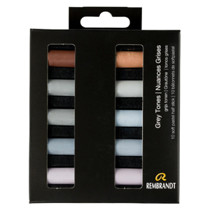 Rembrandt soft pastel half stick set of 10 - grey tones