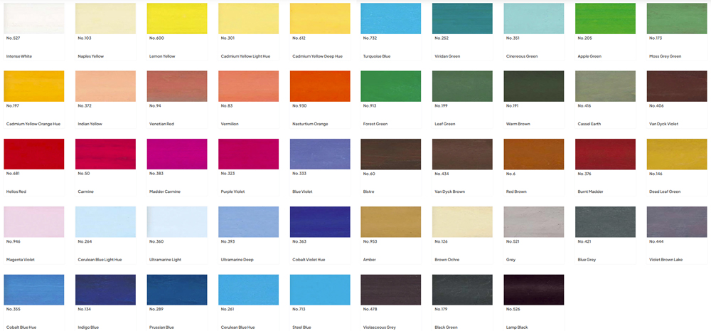 sennelier pastel pencil colour chart