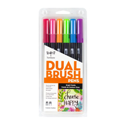 tombow dual brush pen set of 6 brights